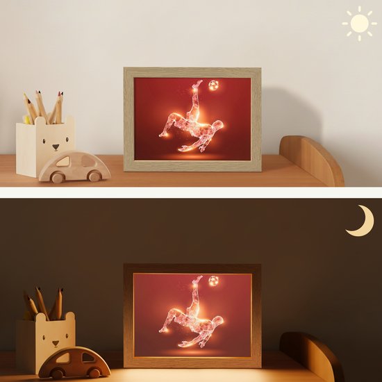Nachtlampje 20x15 cm - Kinder lampje - Voetballer - Omhaal - Rood - Neon - Tafellamp kinderkamer - Slaapkamer lamp - Bedlamp kinderen - Kinderlampje stopcontact - Wandlamp babykamer - Nachtlampjes van Merkloos — afbeelding 4