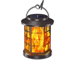 Op zonne-energie werkende vlamlamp, voor buiten, tuin, terras, landschap, hanglamp, 20 LED's, waterdicht, decoratieve lamp, gaat automatisch aan bij schemering.