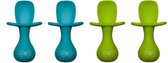 JU&MP Couverts Enfants - Bébé - Cuillères Bébé - Couverts Bébé - Sans BPA - 4 Pièces - Bleu Clair/Vert
