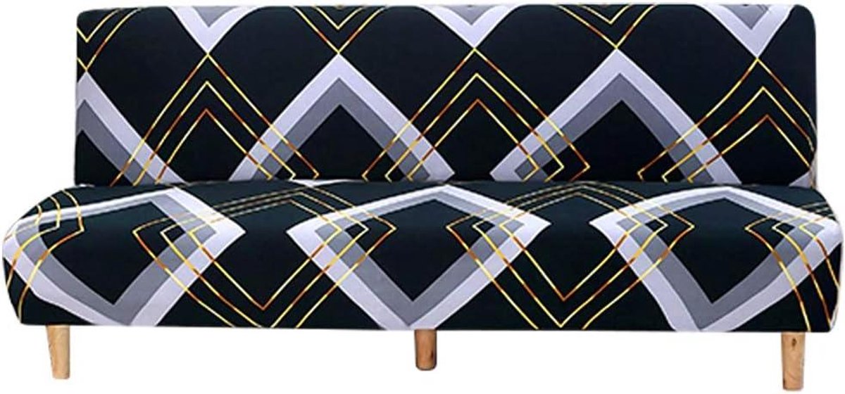 Allecta - Elastaan hoes voor armloze slaapbank met print - Antislip - 2- of 3-zitsbank - 180-210 cm - Lingge patroon.