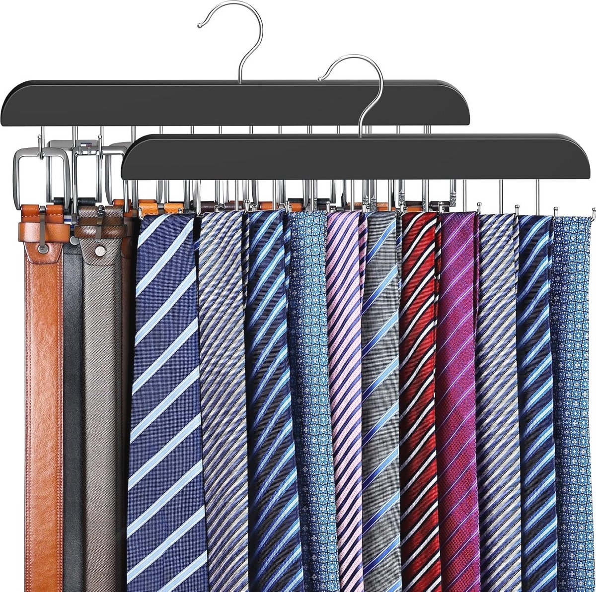Stevige houten riemhanger voor kast met 14 haken - Riemorganizer en kastaccessoires