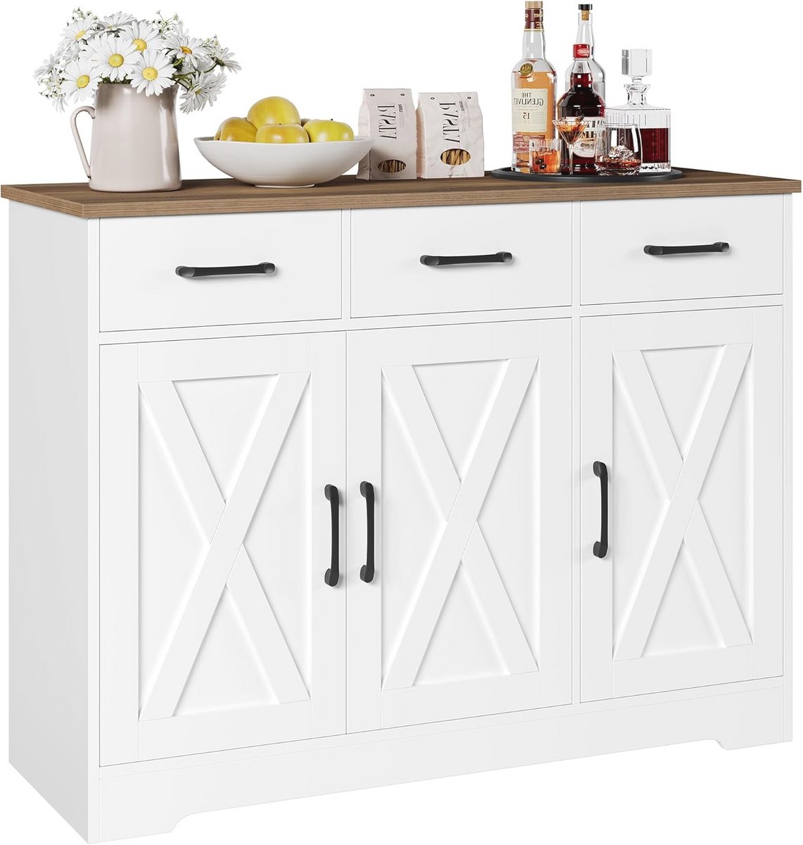 Hoogwaardige Sideboard Keuken Cabinet met 3 Lades en 3 Deuren - Ideaal voor Woonkamer en Eetkamer