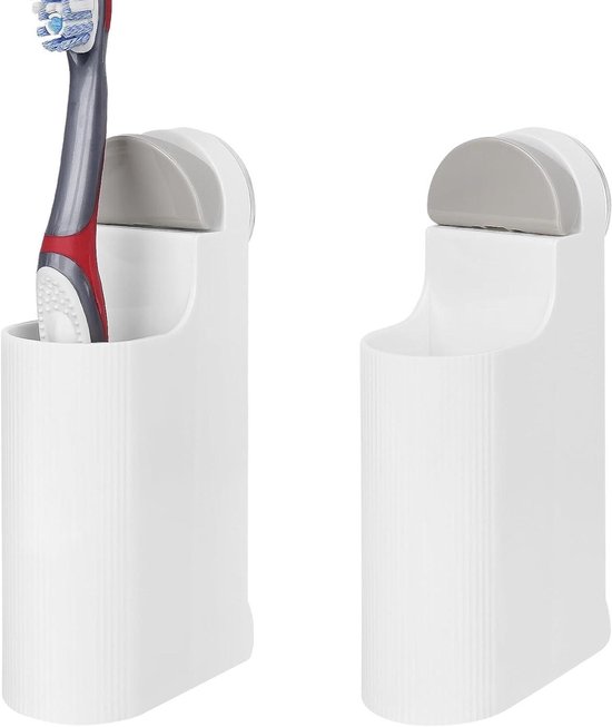Tandenborstelhouder Wandmontage Plastic Badkamer Tandpasta Opbergdoos met Leuke Beer Vorm Haak, Tandenborstel Organizer Caddy voor Douche Keuken (Bruin