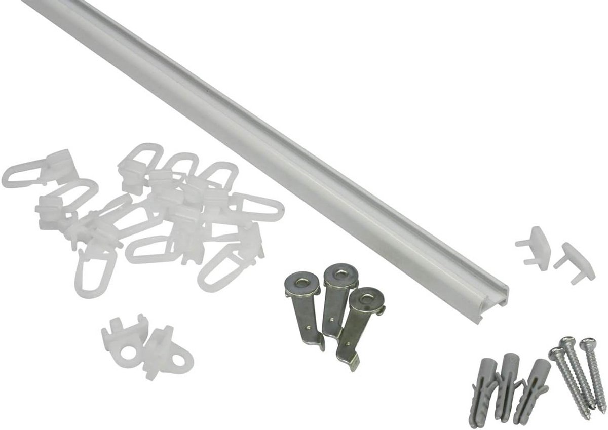 Aluminium Gordijnrail Enkel 150 cm Wit Inclusief Bevestigingsmateriaal