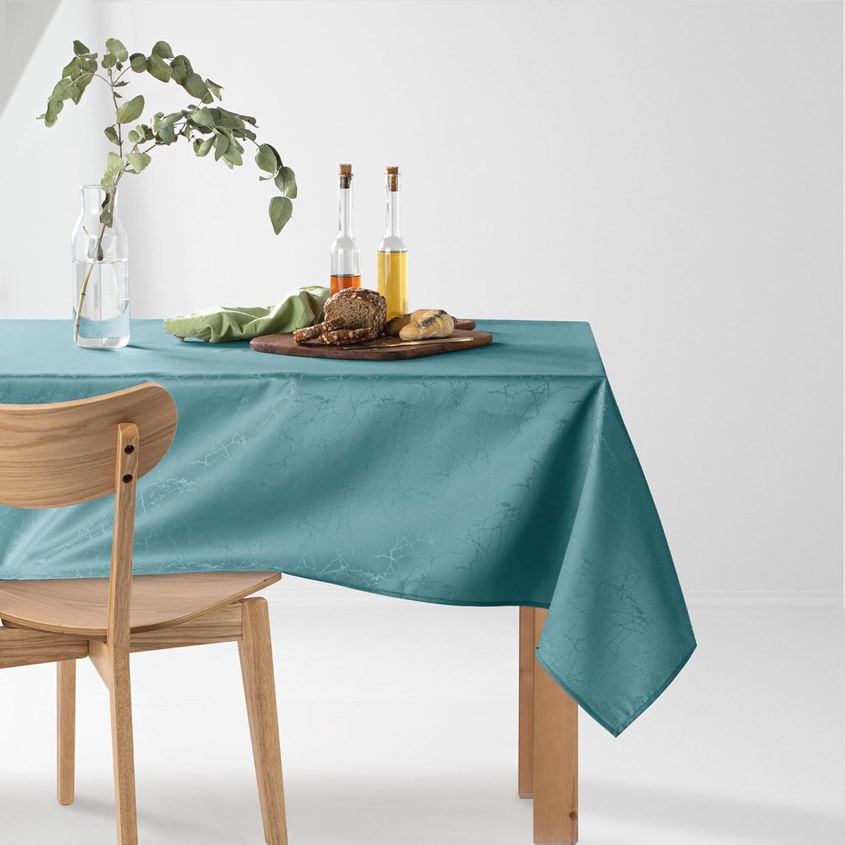 Rond tafelkleed 100 x 100 cm - Blauw, Afwasbaar, Marmerpatroon voor Binnen en Buiten