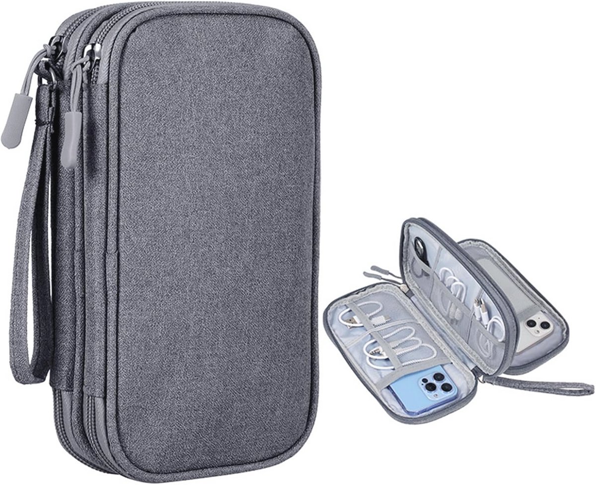 Opbergtas voor kabels en reisaccessoires - Moderne organizer in donkergrijs (L)