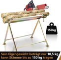 Metalen zaagbok draagt stammen tot 150 kg. Gewicht van de bok is 10,5 kg.