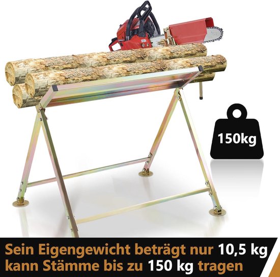 Metalen zaagbok draagt stammen tot 150 kg. Gewicht van de bok is 10,5 kg.