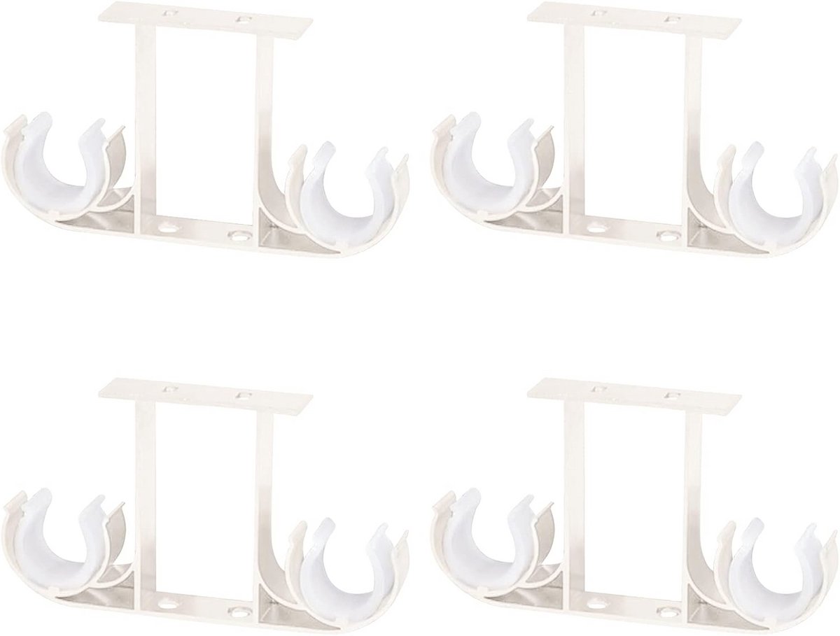 Aluminium Gordijnsteunen voor Plafondmontage - Set van 4 Dubbele Beugels voor 28mm Gordijnstaven