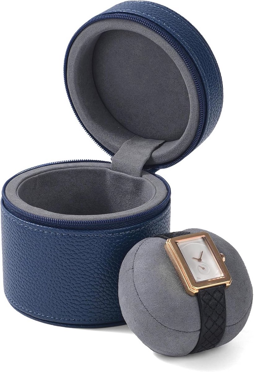 Draagbare Horlogekast van PU-leer voor Heren - Reisdoos, Organizer, en Vitrine in Blauw