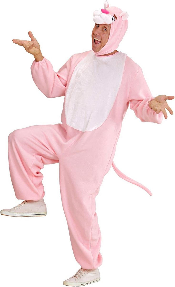 Roze Panter Onesie voor Volwassenen - Pluche Carnavalspak met Capuchon