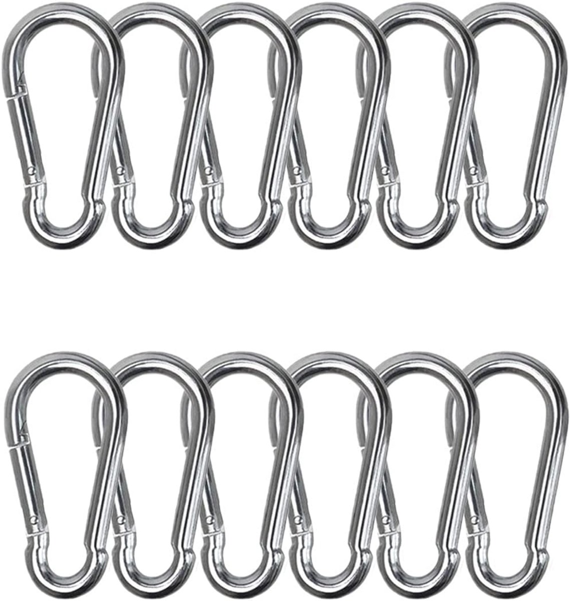 12-delige set roestvrijstalen karabiners - multifunctionele haakjes voor binnen- en buitenactiviteiten