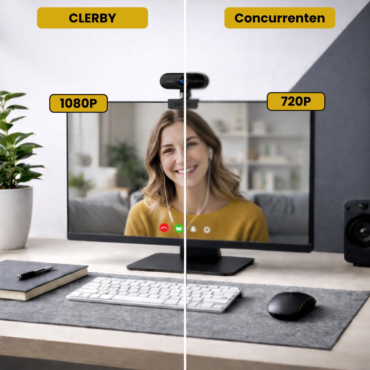 Clerby Webcam 1080P Full HD met Microfoon voor PC/Laptop thumbnail 6