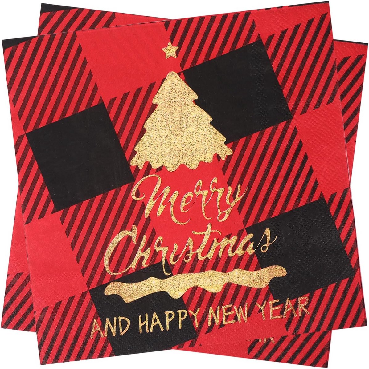 40 Kerst Servetten Rood - Kerstboomdecoratie & Feestservetten (33x33 cm)