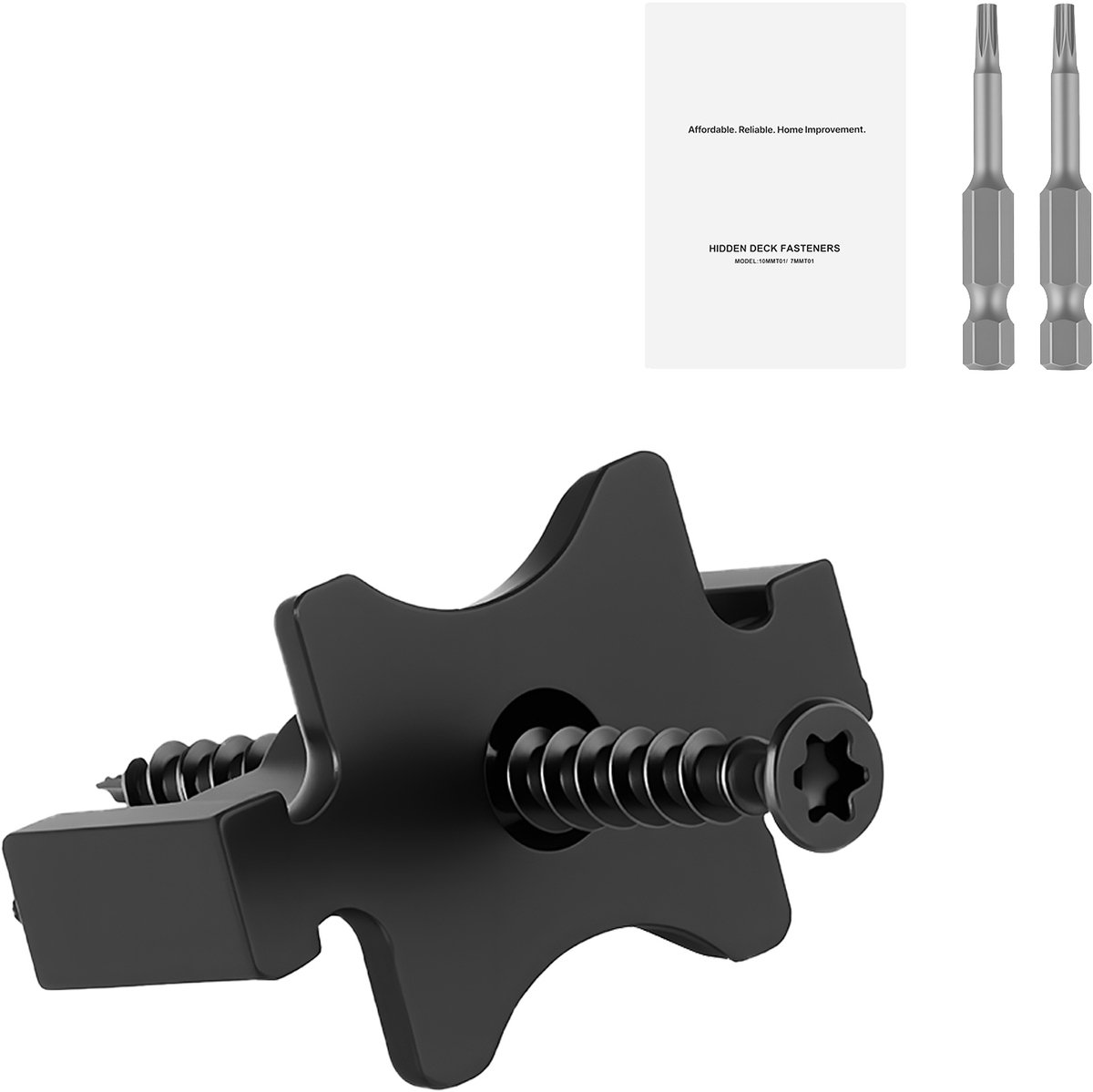 500 Stuks Verborgen Terrasbevestigingen voor Composiet Terrasplanken, Universele T-Clips en Kunststof Bevestigingsmiddelen met Metalen Schroeven, Polypropyleen Clips Compatibel met Kieren van 6,5 mm, Zwart
