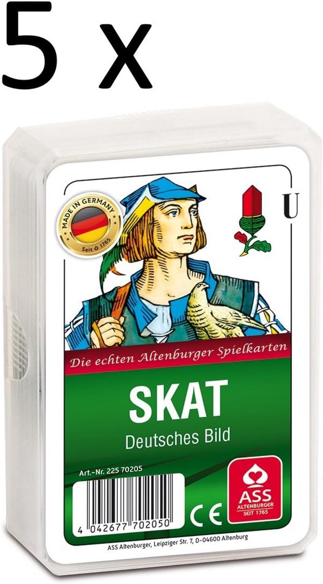 Speelkaarten set, Duits kaartspel afbeeldingen, Korenbloem ontwerp, 5 pakken