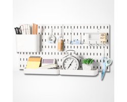 Modulaire Pegboard Set Wit: Wandorganizer met Haken en Planken voor Ambachten en Opslag