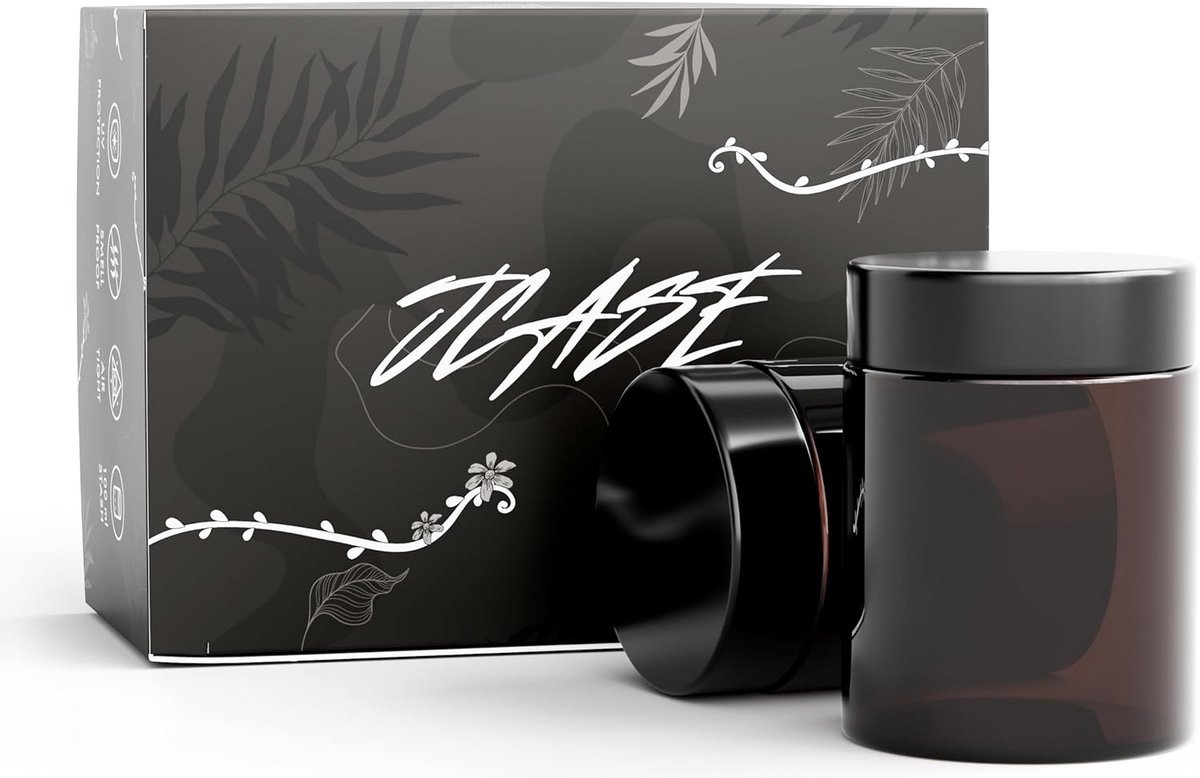 Stash Jar Glas 2x 100 ml - UV-bescherming Luchtdichte Geurloze Kruidenpotjes Set