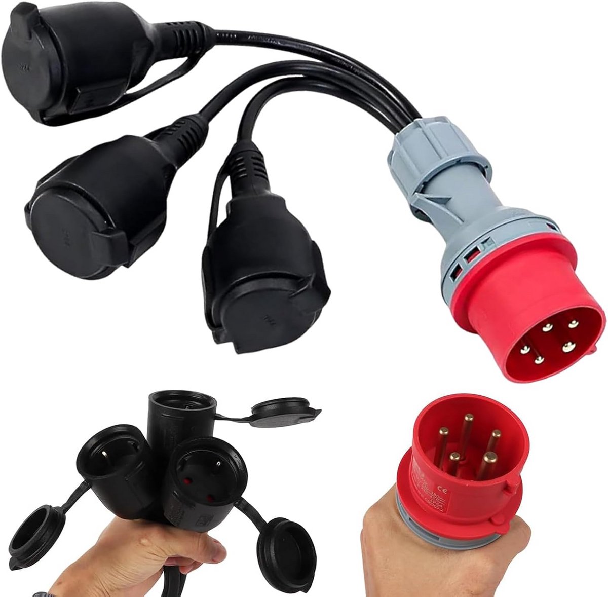 CEE Camping Adapterkabel 400V 16A naar 3x 230V - Stekkerdoos voor Camper en Industrie
