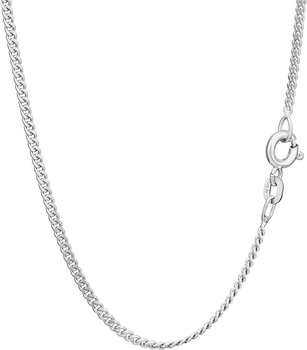 925 Sterling Zilveren Collier voor Heren en Dames Diamantgeslepen Ankerketting 1.7 mm Breed