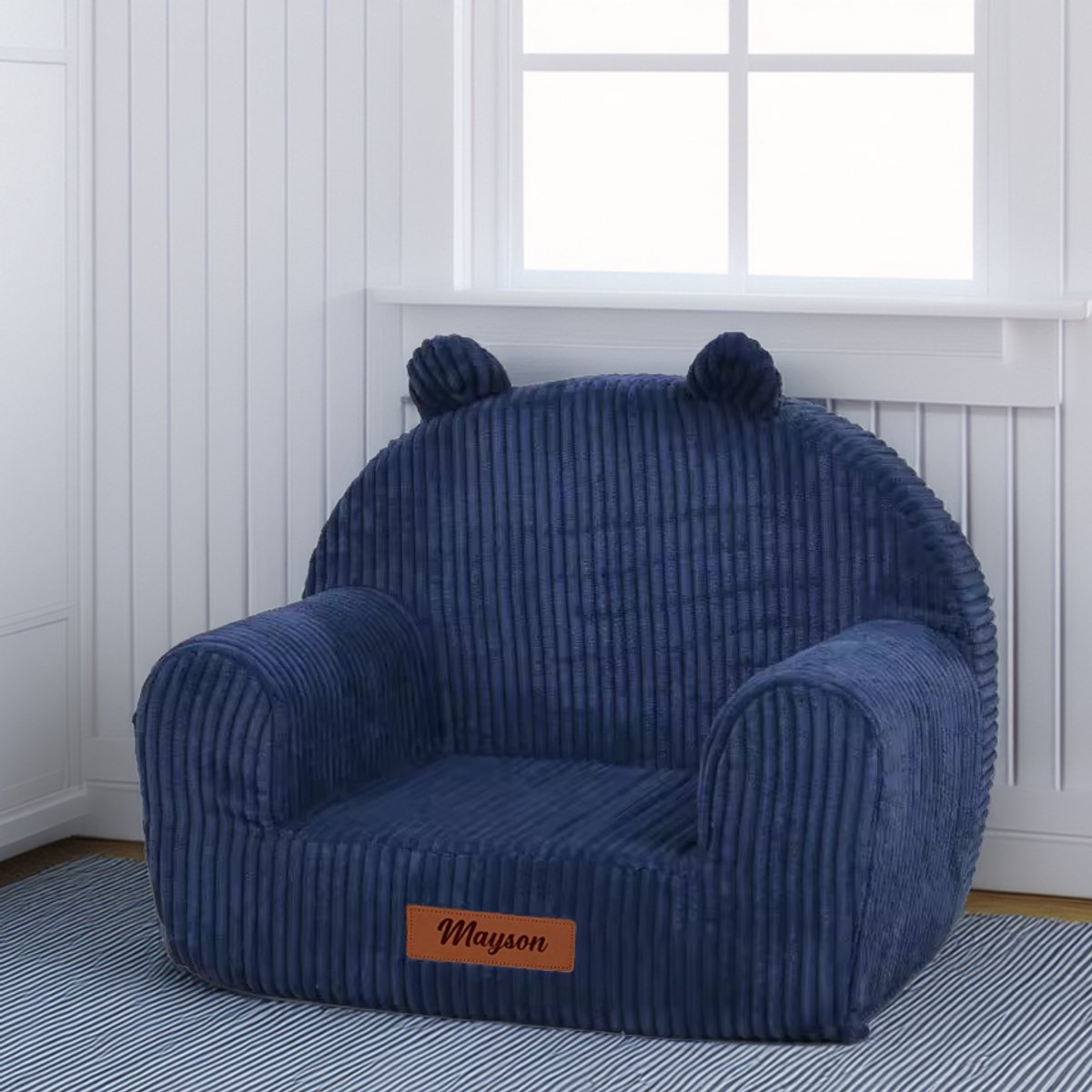 Kinderfauteuil ~ Blauw Corduroy