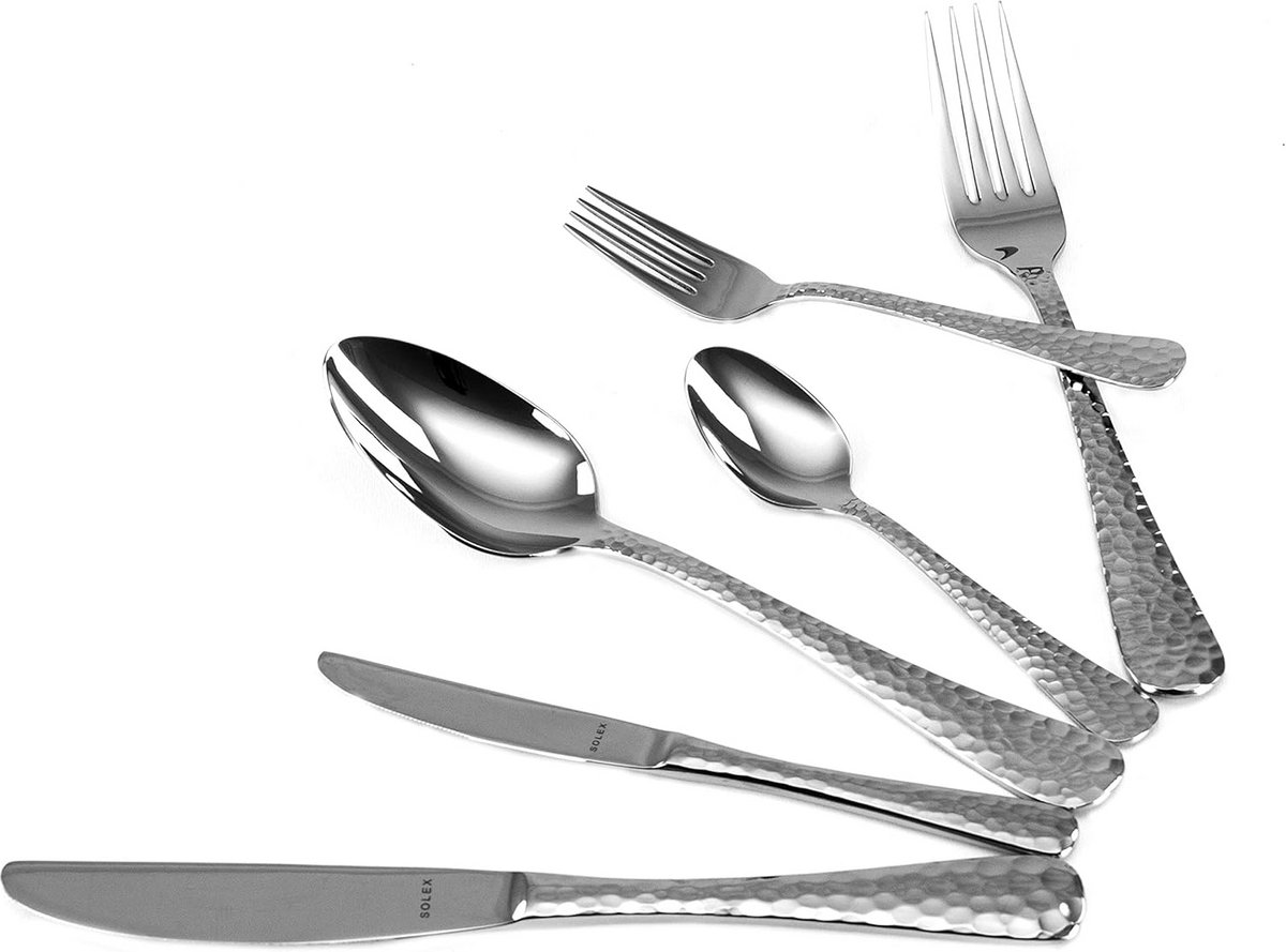 36-Delig bestekset voor 6 personen met hamerslag-look en botermes