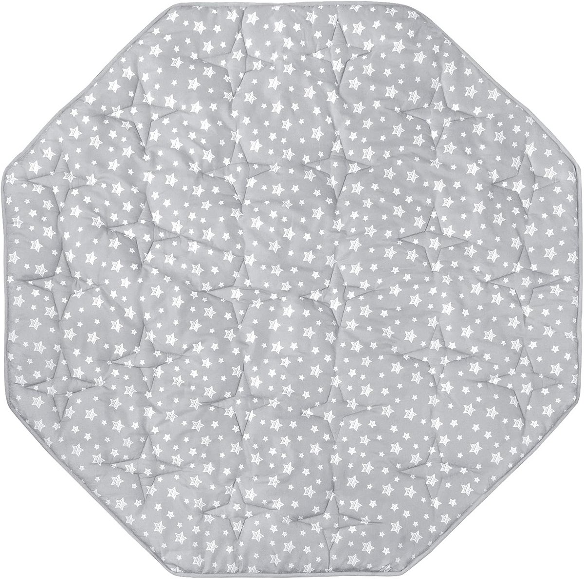 Achthoekige antislip boxmat voor baby - Speelmat voor 8 panelen - Grijze ster print