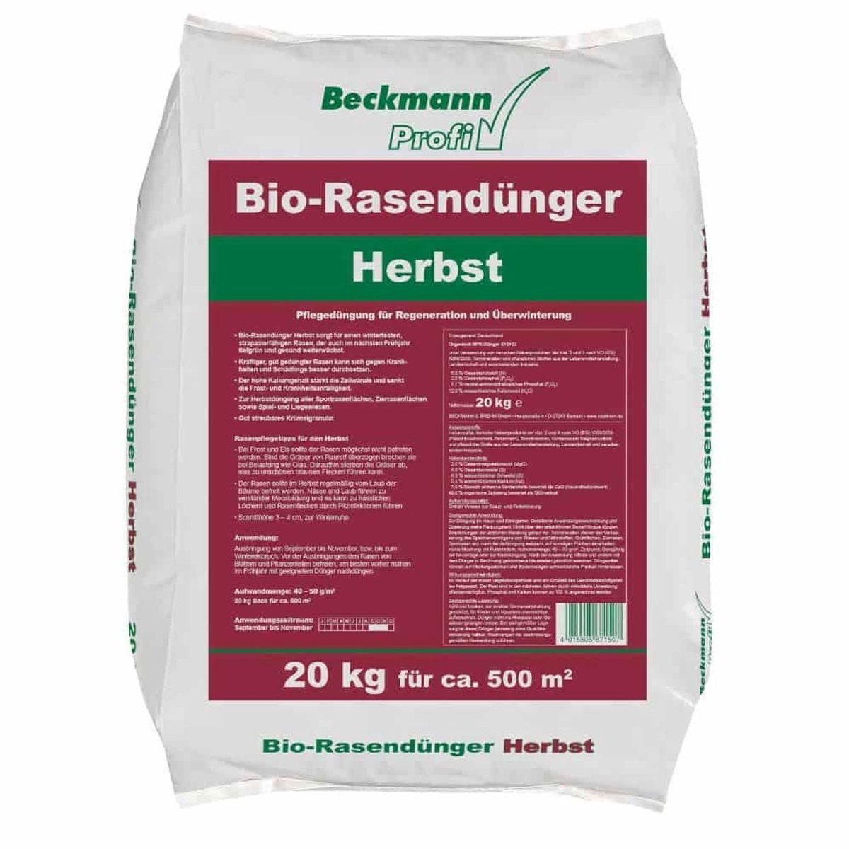 Bio Gazonmest Herfst 20 kg Organisch met NPK 6+2+12