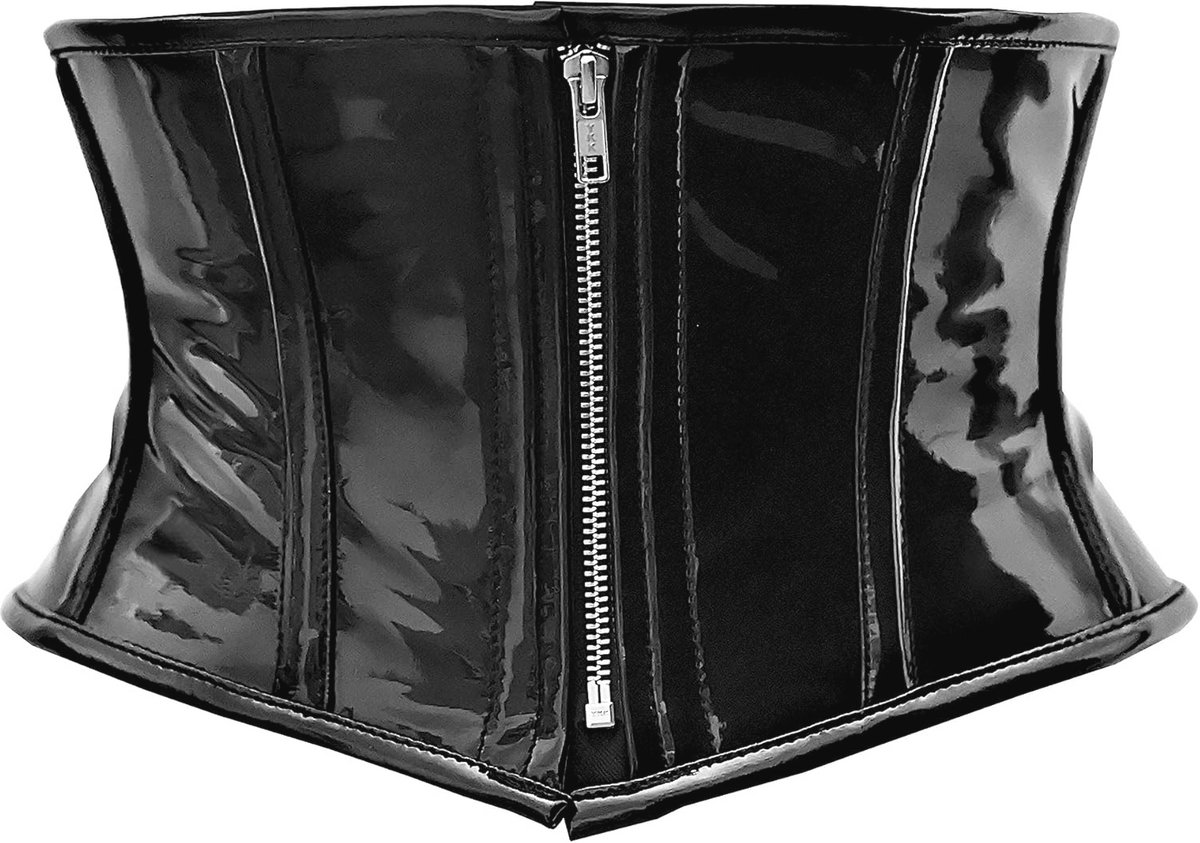 Dames Onderbust PVC Stalen Boned Body Waist Shaper Zwart