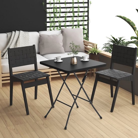 Inklapbare Tuintafel - Bijzettafel voor Buiten, Campingtafel, Bistrotafel, Zwart, 61 x 73 x 61 cm — afbeelding 2