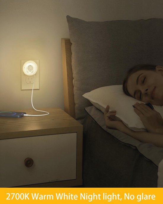 Nachtlampje met schemeringssensor en dimbare LED verlichting voor kinderen en volwassenen — afbeelding 4