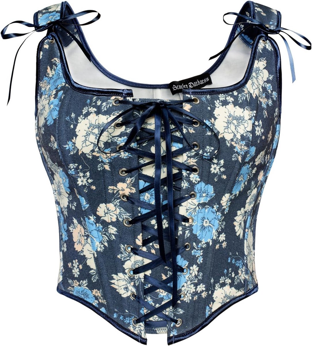 Vintage damescorset top met bloemenprint