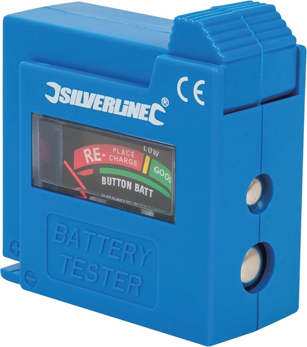 Compacte batterijtester voor diverse batterijformaten - zwart