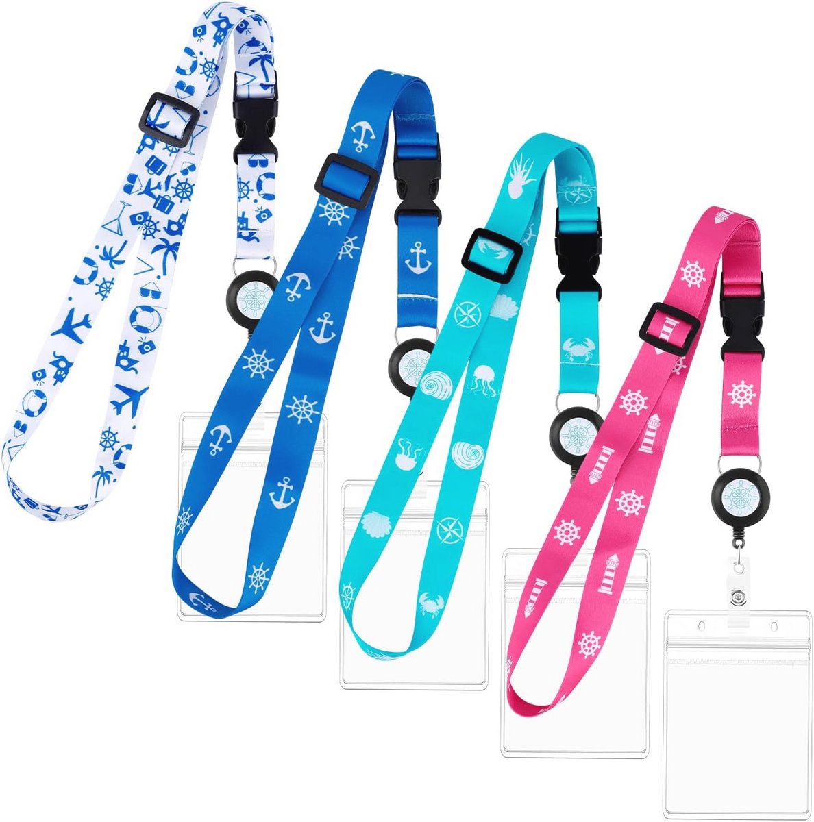 Verstelbare Cruise Lanyard Set - 4 Waterdichte Kaarthouders voor Cruise Accessoires