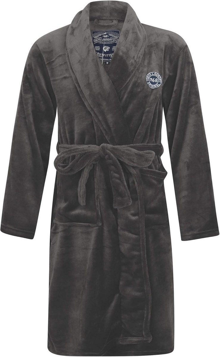 Heren fleece ochtendjas met ceintuur en zakken