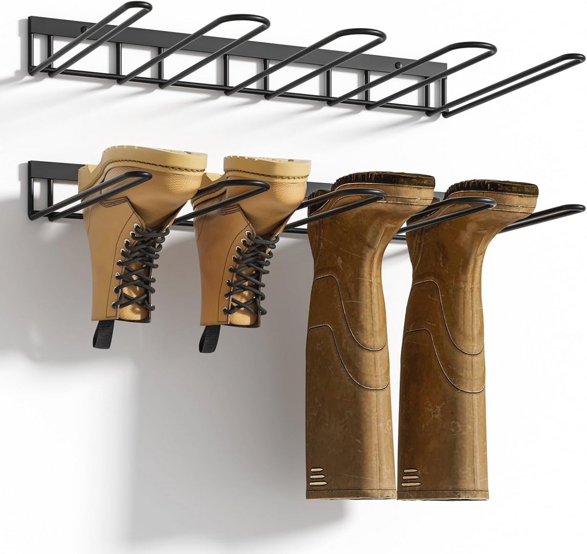 Wandgemonteerd Kofferrek voor 4 Paar Schoenen - Metalen Opbergrek voor Binnen en Buiten - Ideaal voor Entree, Garage en Modderkamer