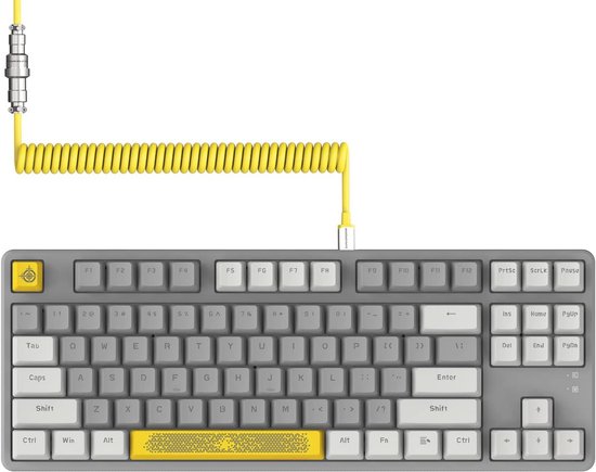 FREEWOLF M95 Membran-Tastatur mit Kabel, Transparente PBT-Tastenkappen, Regenbogen-RGB-Backlit, 94 Tasten Gaming Tastatur mit Ziffernblock, QWERTY, Leises Anti-Ghosting-Tippen für PC/Laptop – Weiß