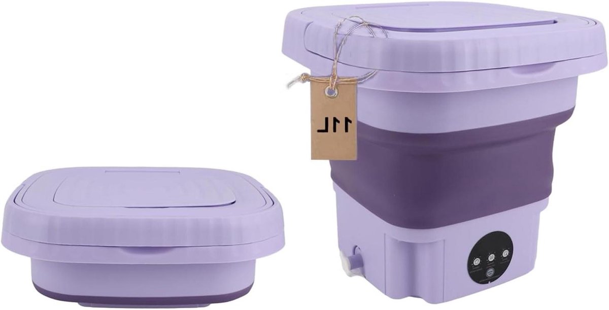 Draagbare Mini Wasmachine - Opvouwbare Emmer met Afvoerpijp - Automatische Kleine Capaciteit 11L - Camperreisappartement gebruik
