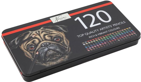 Nassau Fine Art Professional 120 Crayons de couleur de couleur | Jeu de caractères | Couleurs riches et vives | Crayons de couleur professionnels pour enfants et adultes
