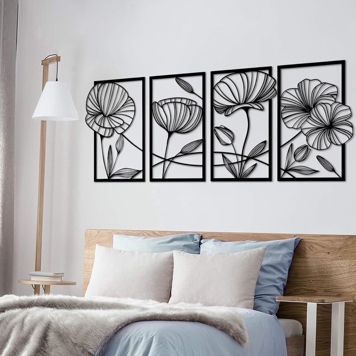 Stunq® Metalen wanddecoratie goud, 3 stuks, moderne minimalistische decoratie, woonkamer, abstracte vrouwelijke wandkunst, enkele regelige ijzeren wandsculpturen voor thuis, kantoor, woonkamer, hotel,