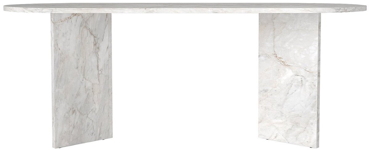 Vente-unique Eettafel 8 personen - Wit marmereffect - TOPANIA