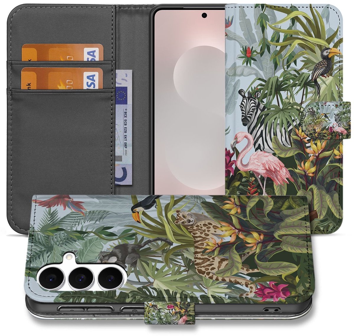 Samsung Galaxy S25 FE Hoesje Met Pasjes Jungle Design PU-Leer