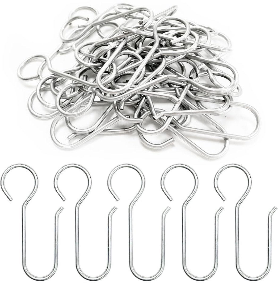 Stunq® Metalen Gordijnhaken - Zwaar Uitgevoerd - 30 Stuks - Zilver - 65x35mm