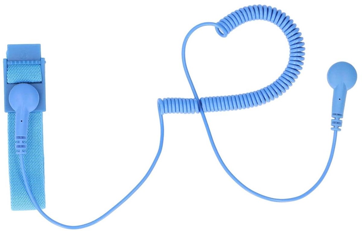 ESD-polsband voor veilige ontlading - antistatisch - herbruikbaar - aardingsdraad - blauw