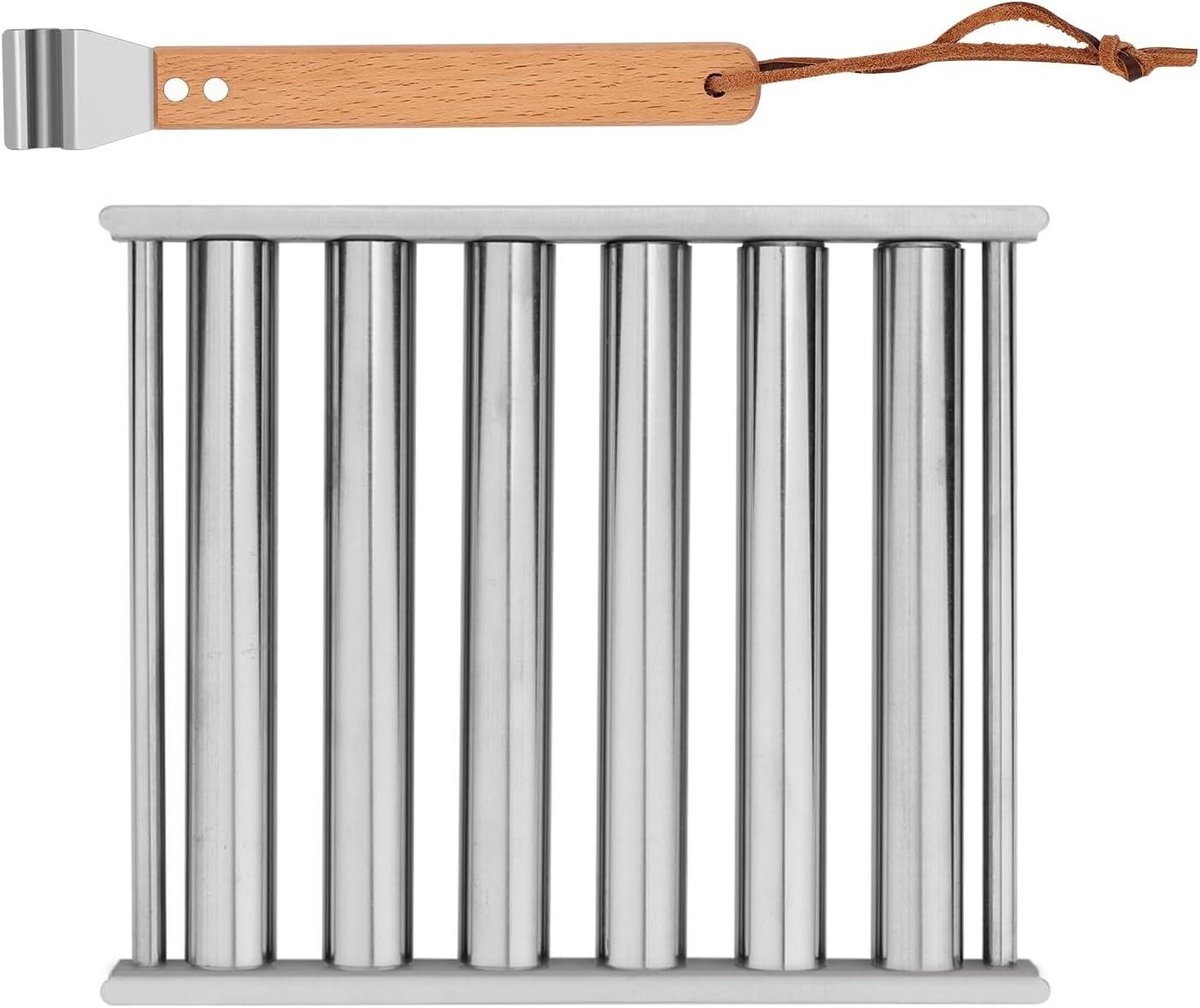 Hotdogroller en BBQ accessoires set voor 5 hotdogs - roestvrijstaal, met spatel.