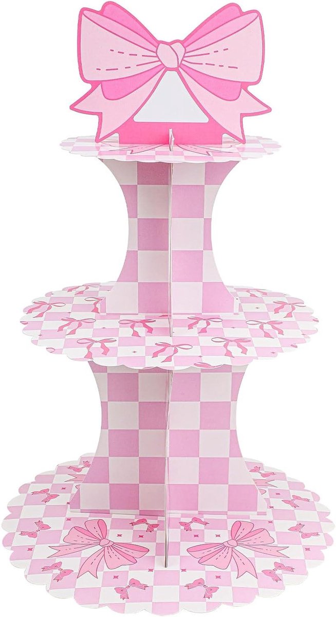 3-laags Cupcake Stand - Roze Thema Decoraties voor Meisjes Verjaardagsdecoratie