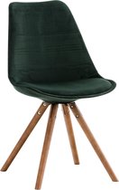 Clp Pegleg Eetkamerstoel - Rond frame - Fluweel - Groen - Kleur onderstel : Walnoot