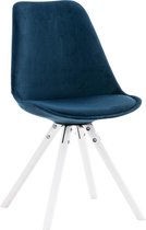 Clp Pegleg Eetkamerstoel - Rond frame - Fluweel - Blauw - Kleur onderstel : Wit