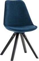 Clp Pegleg Eetkamerstoel - Vierkant frame - Fluweel - Blauw - Kleur onderstel : Zwart