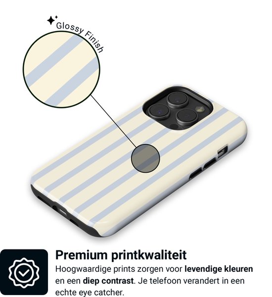 DripCase Gestreept Hoesje geschikt voor iPhone 15 Pro | Backcover met Mag | Stripes Motief | Trendy Case geschikt voor iPhone 15 Pro met Strepen Sunday Shore